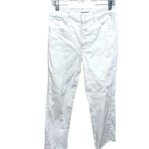 Express Women's White Stretch Cropped Straight High Rise Button Fly Jeans Sz 6R